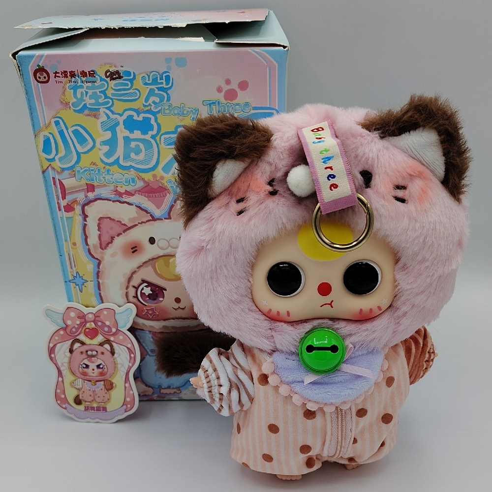 Baby Three Kitten Plush Keychain - Pink Kitten Costume